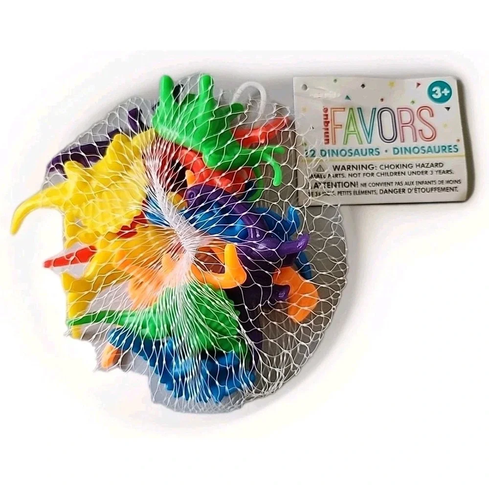 12pc Dinosaur Party Favors Fun Colors Mini Plastic Variety Dinosaurs Cake Topper